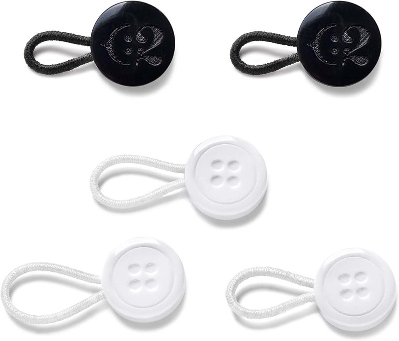 C2 Elastic Shirt Collar Extenders - 5 Pack Neck Button Expander - Non-Metal Button Extender Dress Shirt - Black and White - Image 1